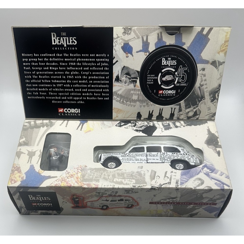 CORGI CLASSICS THE BEATLES COLLECTION 58003 NEWSPAPER TAXI & FIGURE NEW